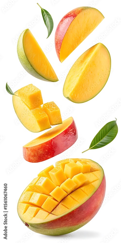 Fototapeta premium Juicy Mango Slices A Vibrant Burst of Tropical Flavor