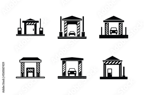 toll booth icon silhouette vector illustration