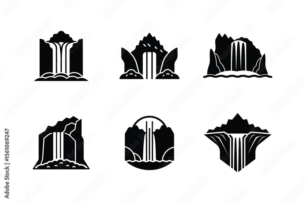 Fototapeta premium waterfall silhouette vector illustration