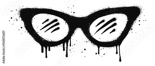 Spray painted graffiti of Glasses icon in black over white. isolated on white background. vector illustration