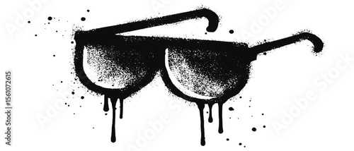 Spray painted graffiti of Glasses icon in black over white. isolated on white background. vector illustration