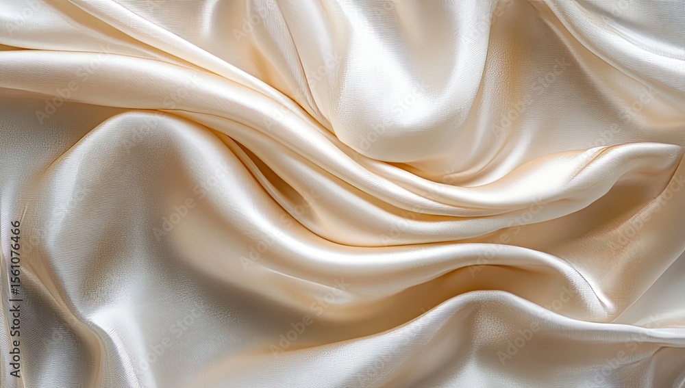 Fototapeta premium Creamy silk fabric draped in soft, flowing folds