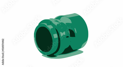 Green male threaded PPR reducer pipe fitting on a white background.