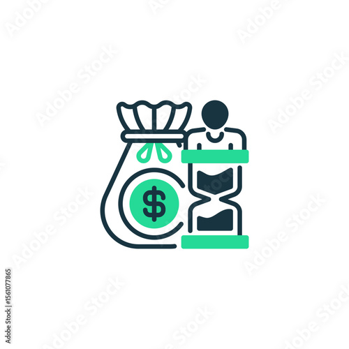Retirement Fund Two Tone Color Icon. linear style sign for mobile concept and web design. Outline vector icon.