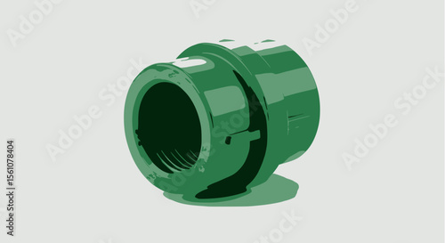 Green female threaded PPR pipe fitting on a white background