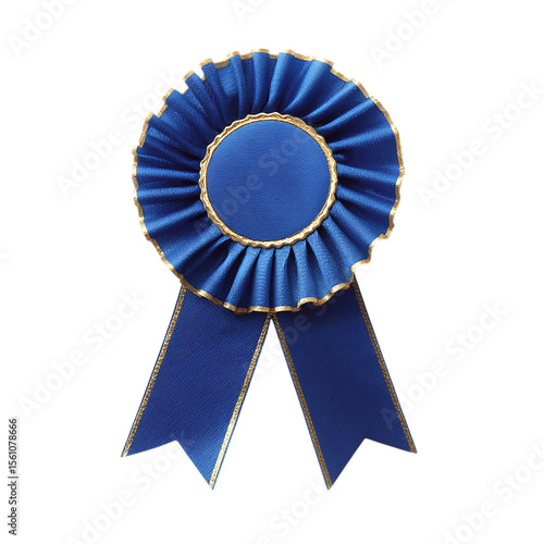 Blue award ribbon on transparent background