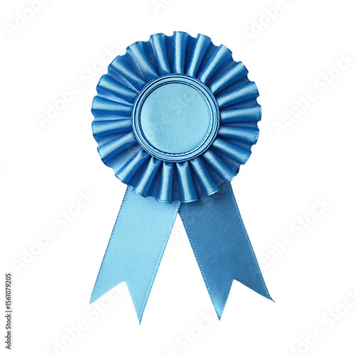 Blue award ribbon on transparent background