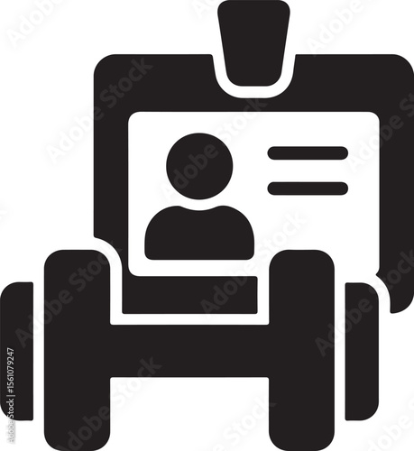 Silhouette vector of gym dumbbell and ID card symbolizing fitness membership, access, and healthy lifestyle benefits.