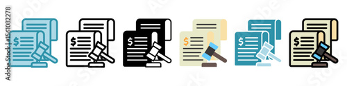 Penalty Fee multi style, mini illustration icon set. Vector  for modern concept, print, UI, UX kit, web and app development. related to risk management, business, finance.