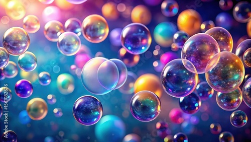 Wallpaper Mural A cosmic ballet of iridescent spheres, each a universe unto itself, floats in a vibrant nebula of swirling color and light Torontodigital.ca