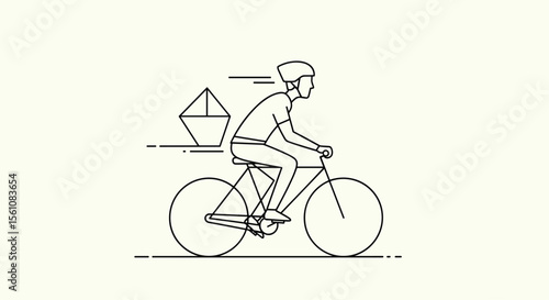 Delivery Rider on Bicycle Delivering Goods and Services Swiftly To Customer Destination Locations