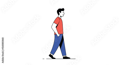 Animated Figure Walking Cycle Representing Movement Progress and Change in Life Journey