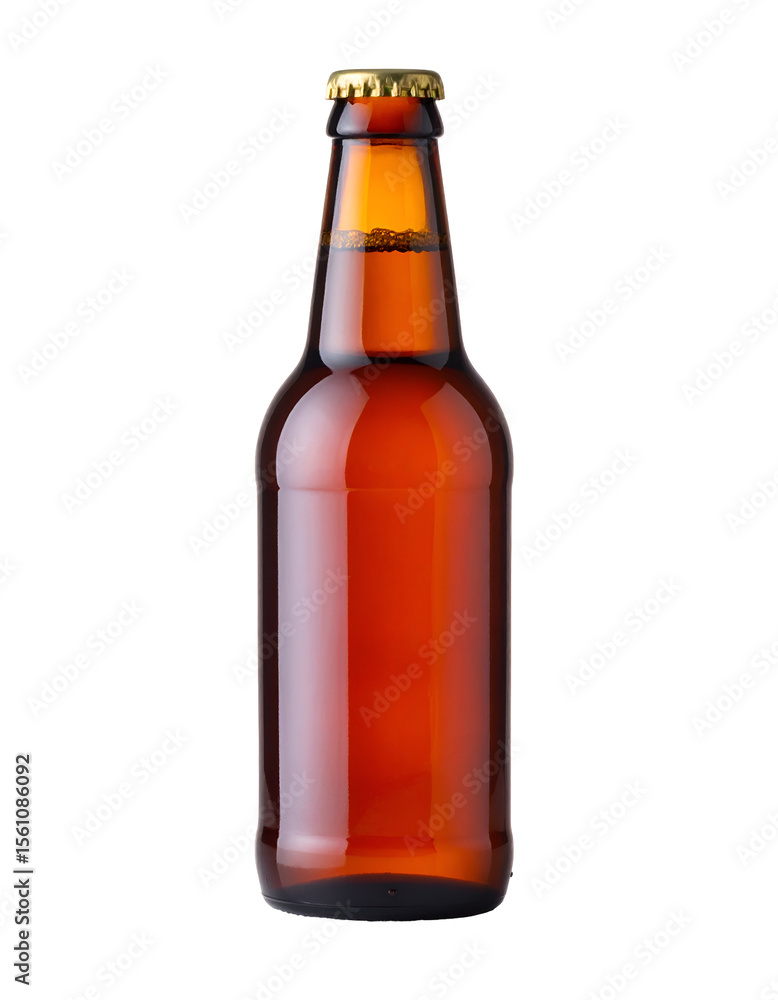 Amber glass bottle with golden cap on a background clear reflections showcase the brown liquid contents perfect for beverage packaging design mockups isolated product Amber glass bottle with golden cap on a background clear reflections showcase the brown liquid contents perfect for beverage packaging design mockups isolated product