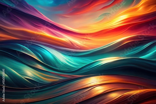 Abstract Colorful Swirling Waves A Vibrant and Dynamic Composition of Intertwined Hues and Fluid Forms, Evoking Feelings of Movement and Energy