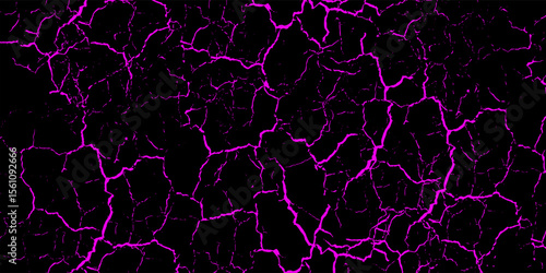 Abstract cracked lava texture background with glowing purple veins on a deep black surface. Ideal for sci-fi designs, gaming visuals, horror themes, or dramatic poster art