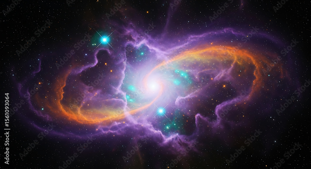 Obraz premium Ring galaxy exploding in deep space nebula