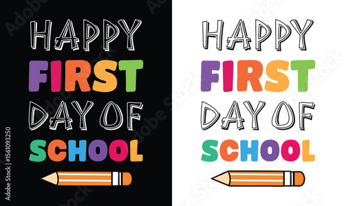 Wallpaper Mural Happy First Day of School Vector Illustration. Torontodigital.ca
