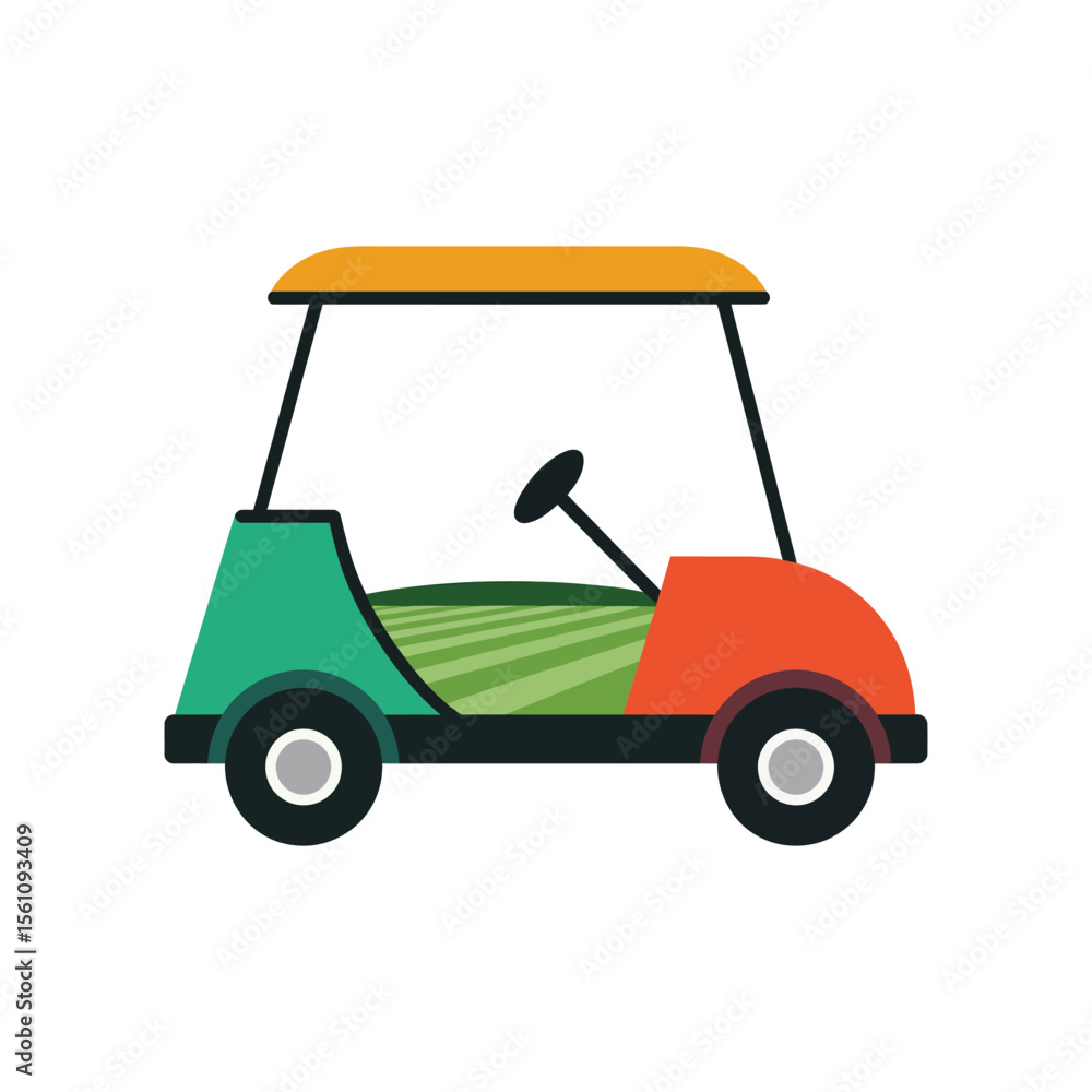 Fototapeta premium A simple cartoon illustration of a golf cart in a flat design style