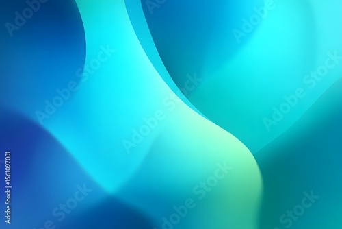 Abstract blue gradient background with blurred shapes in shades of blue and green,