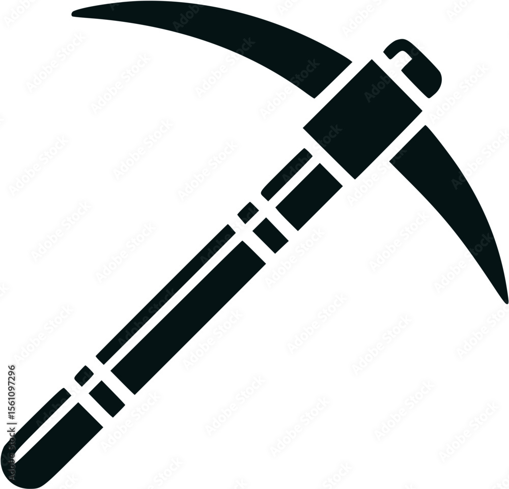 Naklejka premium black pickaxe isolated on white
