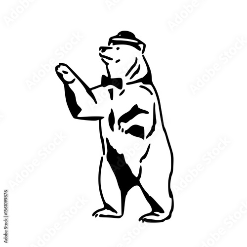 Wallpaper Mural gentleman bear with bow tie and hat vector Torontodigital.ca