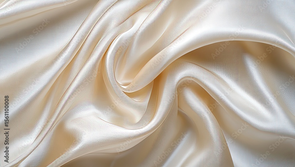 Creamy, smooth silk fabric drapes in flowing folds