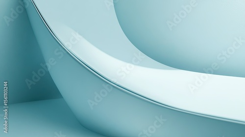 Abstract smooth curves in pale teal.