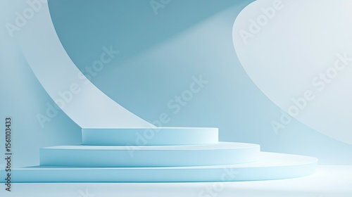 Light blue minimalist podium display.