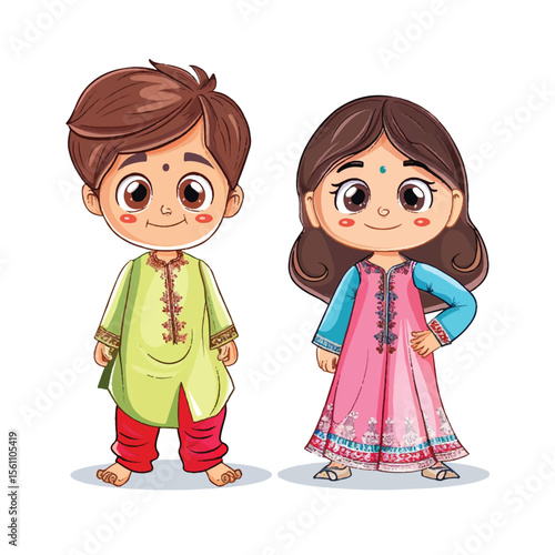 Adorable South Asian Children in Festive Attire
