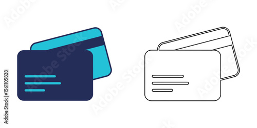 Vector art of blue and dark credit cards icon isolated on white background