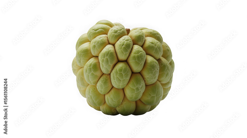 Fototapeta premium A ripe green custard apple fruit isolated on a black background