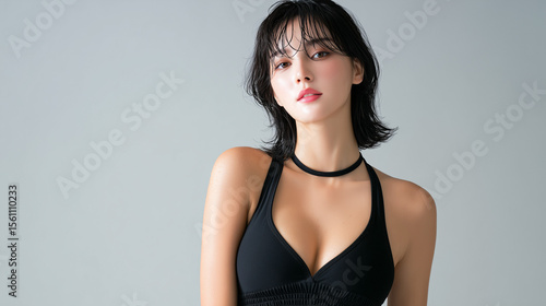 美女, 女性, 美しい, 顔, モデル, 日本, 韓国, 中国, アジア, カフェ,女性、プール、夏、ビキニ、美しさ、水泳