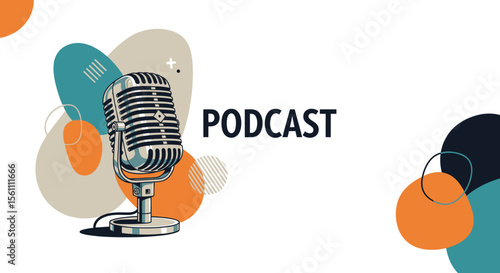 Retro Microphone Podcast Recording Banner