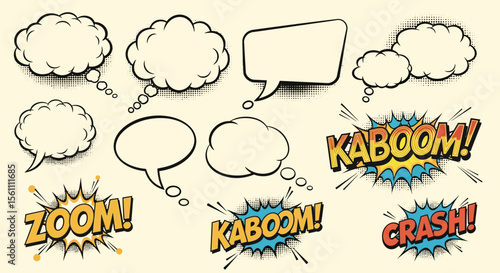 Retro Comic Speech Bubbles Sound Effects Set
