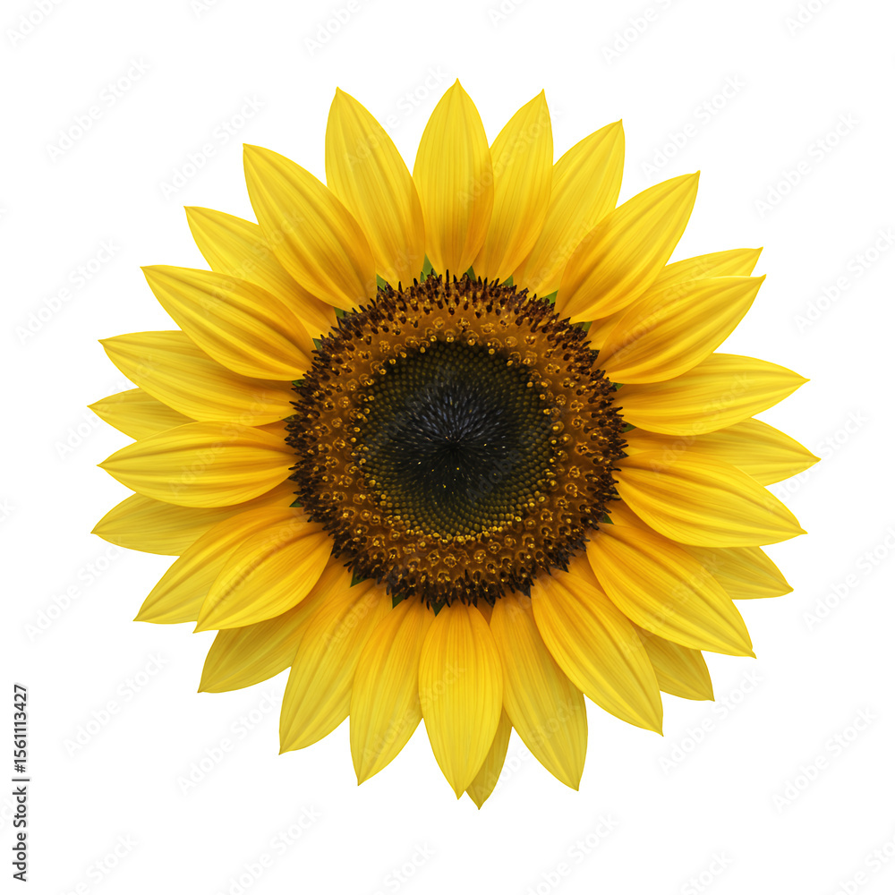 Fototapeta premium Closeup of a Vibrant Yellow Sunflower on a Transparent Background