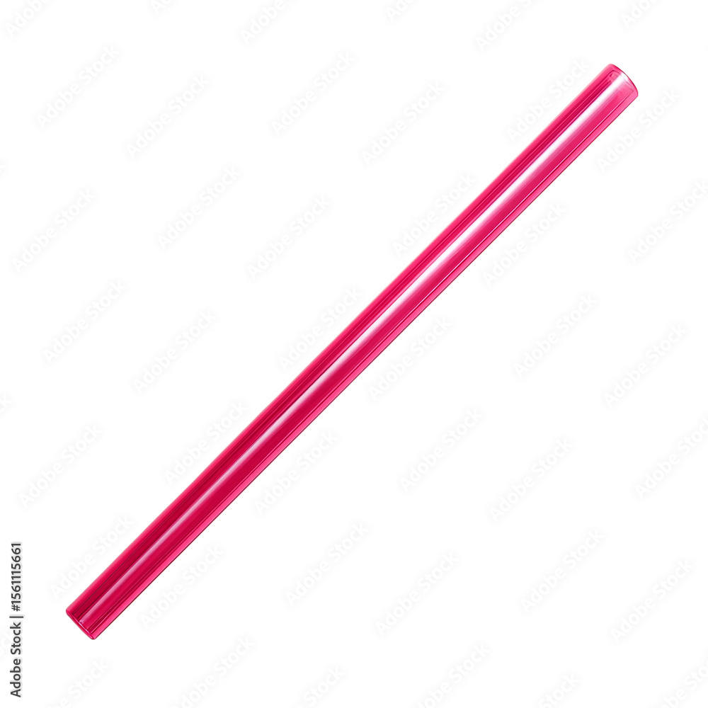 Pink plastic drinking straw on transparent background Pink plastic drinking straw on transparent background