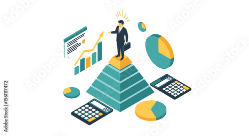 Business Success Pyramid with Data Visualization and Financial Tools