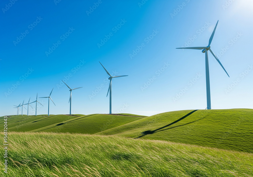 Sustainable Energy Wind Turbines on Rolling Green Hills Sustainable Energy Wind Turbines on Rolling Green Hills