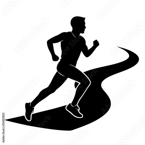 Marathon runner and triathlon runner icon on transparent background representing endurance sports competition and athletic achievement
