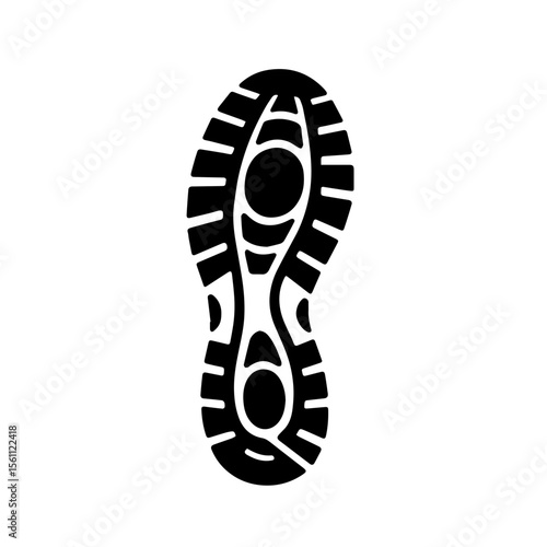 Running shoe sole print icon on transparent background representing athletic footprint and sports footwear pattern
