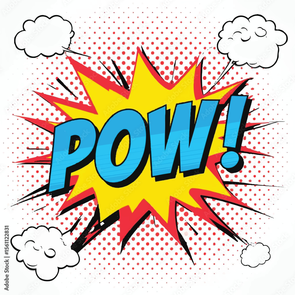 Fototapeta premium POW! Comic Book Style Explosion Graphic – Retro Pop Art Sound Effect with Bold Impact