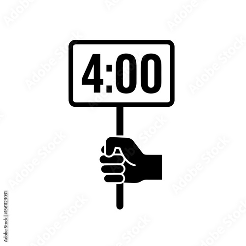 Pace group sign 4 hour hand held sign with target time and pacer symbol icon on transparent background representing marathon pacing and race strategy
