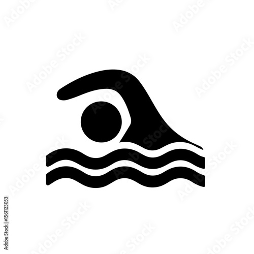Swimmer over water icon on transparent background representing swimming sport training and aquatic fitness
