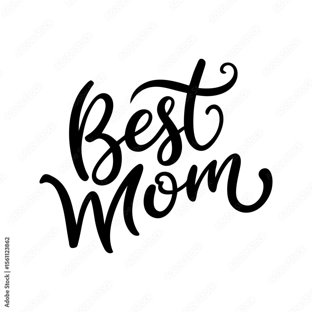 Hand drawn calligraphy best mom typography design with decorative lettering Hand drawn calligraphy best mom typography design with decorative lettering