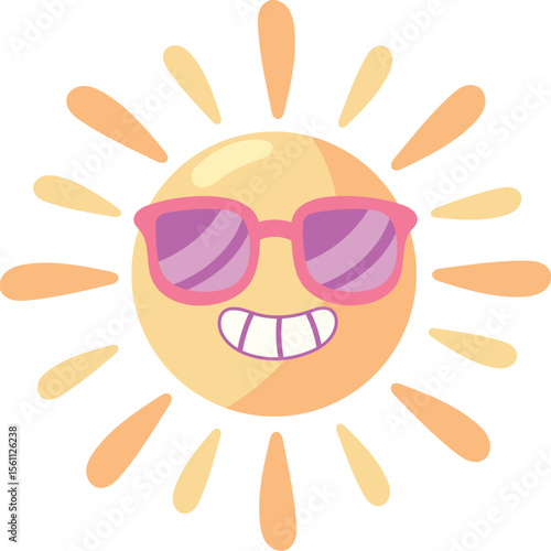Bright Flat Vector Illustration of Sun