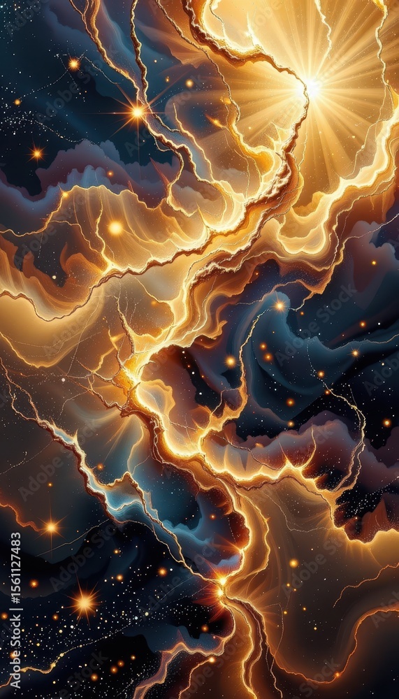 Fototapeta premium Vibrant Cosmic Nebula with Radiant Energy and Celestial Glow