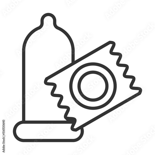 Condom Icon Outline Style. Vector Illustration Design