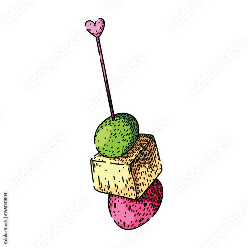 horsd'oeuvre canape sketch hand drawn vector