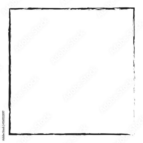 Grunge vector ink hand painted brush stroke frame. Monochrome grunge background. Retro vintage style background. Abstract texture background. Rectangle, square frame isolated on white background. 