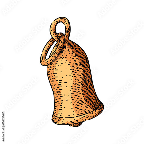 ring gold bell sketch hand drawn vector